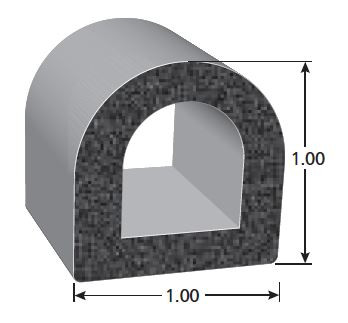 Trim-Lok D-Shaped Neoprene Gasket, 1 In. Tall X 1 In. Wide With 3m Bonded Tape System, Sold by the foot. TL X5272-BT |Austin Hardware