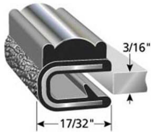 Edge Trim With Chrome Strip, Black Pebble, For 3/16 In. Edge Thickness, Aluminum Clips, Sold by the foot.
