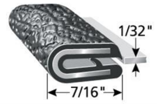 Edge Trim, Black Pebble, For 1/32 In. Edge Thickness, Aluminum Clips. Sold by the foot.