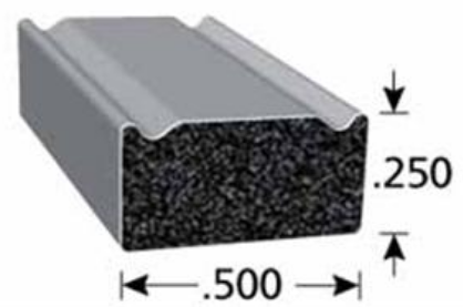 Trim-Lok Rubber Seal, Ribbed Epdm Rubber, .500 In. W X .250 In. H, General Acrylic Pressure Sensitive Adhesive, Sold by the foot. TL X114-HT |Austin Hardware