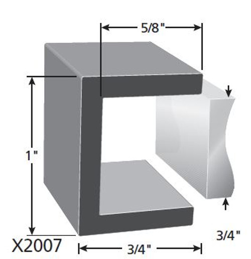 Rubber Edge Trim, 3/4 In. W X 1 In. H, 3/4 In. Material Thickness, Sold by the foot.