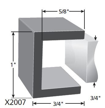 Trim-Lok Rubber Edge Trim, 3/4 In. W X 1 In. H, 3/4 In. Material Thickness, Sold by the foot. TL X2007 |Austin Hardware