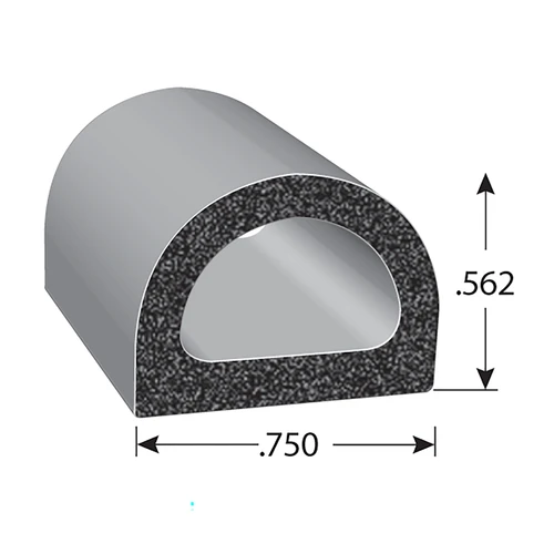 Trim-Lok Rubber D-Shaped Seal, Epdm Rubber, .750 In. W X .563 In. H, 3m Bonded Tape System, Sold by the foot. TL X135-BT |Austin Hardware