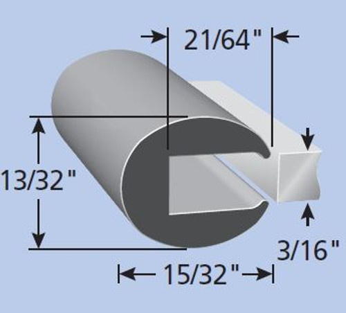 Rubber Edge Trim For 3/16 In. Thickness, Neoprene Rubber, Sold by the foot. - 1