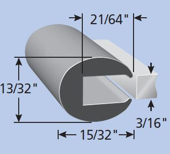 Trim-Lok Rubber Edge Trim For 3/16 In. Thickness, Neoprene Rubber, Sold by the foot. - 1 TL X1004 |Austin Hardware