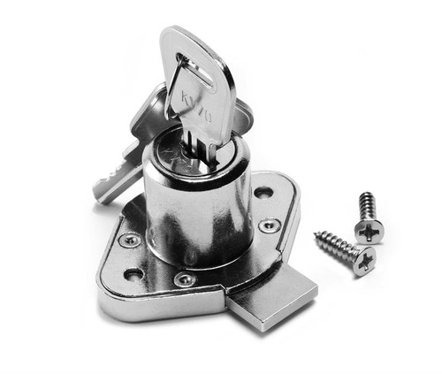Drawer Lock, 7/8 in. Tall,  Chrome Plated, Keyed KV70