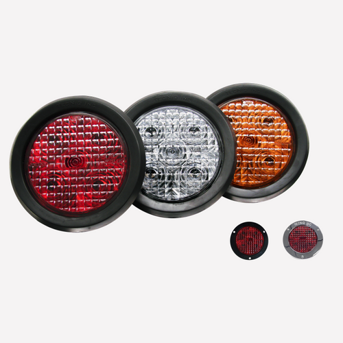 4 ROUND STT LAMP RED LENS 3 POLE