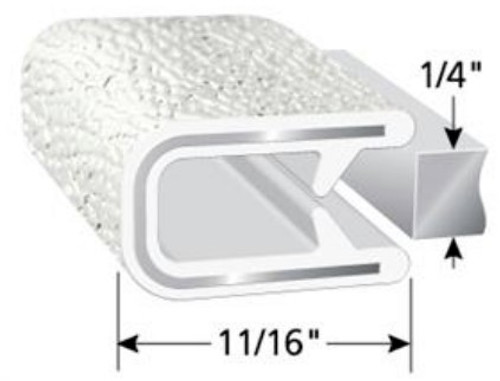 Edge Trim, White with a Leather texture, For 1/4 In. Edge Thickness, Aluminum Clips,  Sold by the foot.