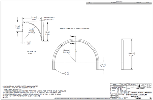 FENDER ALUM 18.312in RADIUS POL W/HOLES TH4041 |Austin Hardware