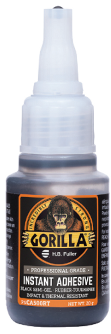 GorillaPro CA500RT Rubber Toughened Instant Adhesive Black Semi-Gel