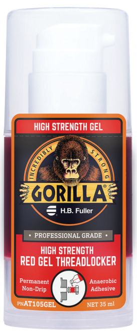 GorillaPro AT105GEL Single Component Red High-Strength Threadlocking Adhesive Gel