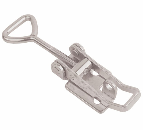 Medium duty adjustable latch, Medium size, Electropolished 316 Stainless Steel with Countersunk mounting holes.

