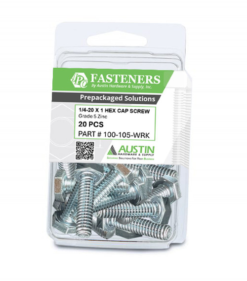 1/4-20 X 1" HHCS GR-5 ZP 20PKG