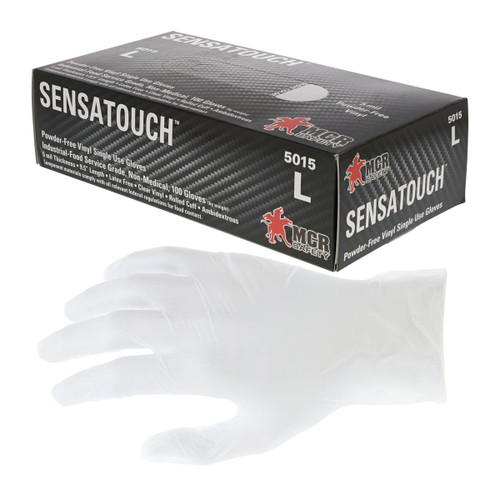 SFT-GV-000-VN-LG Disposable Gloves, Industrial Food Service Grade, Powder Free, 5 mil (3.5g), Clear Vinyl, 100/Box, Size L Austin Hardware & Supply