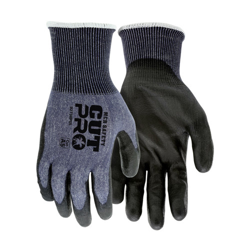 Work Gloves, HPPE Cut, Abrasion, and Puncture Resistant Shell, PU Coated Palm and Fingertips, 18 Gauge, Touchscreen Compatible, Size XL