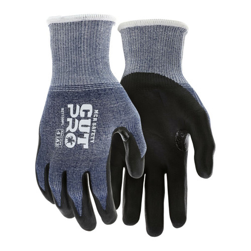 Work Gloves, HPPE Cut Resistant Shell, Nitrile Coated Palm and Fingertips, 15 Gauge, Touchscreen Compatible, Size S