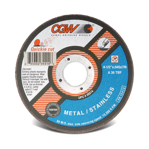 CGW 35514 4-1/2 x .045 x 7/8 T1 ZA36-T-BF Quickie Cutting Wheels Austin Hardware & Supply