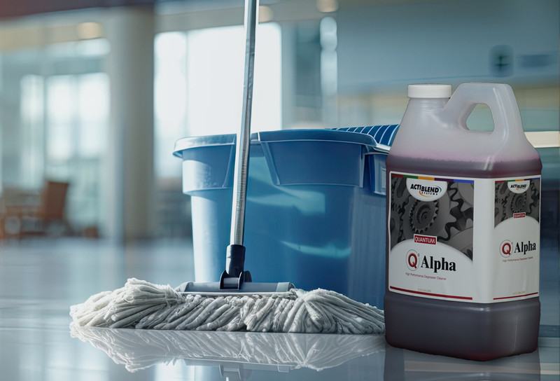 Mop and bucket with bottle of Alpha High-Performance Cleaner & Degreaser Super-Concentrate 