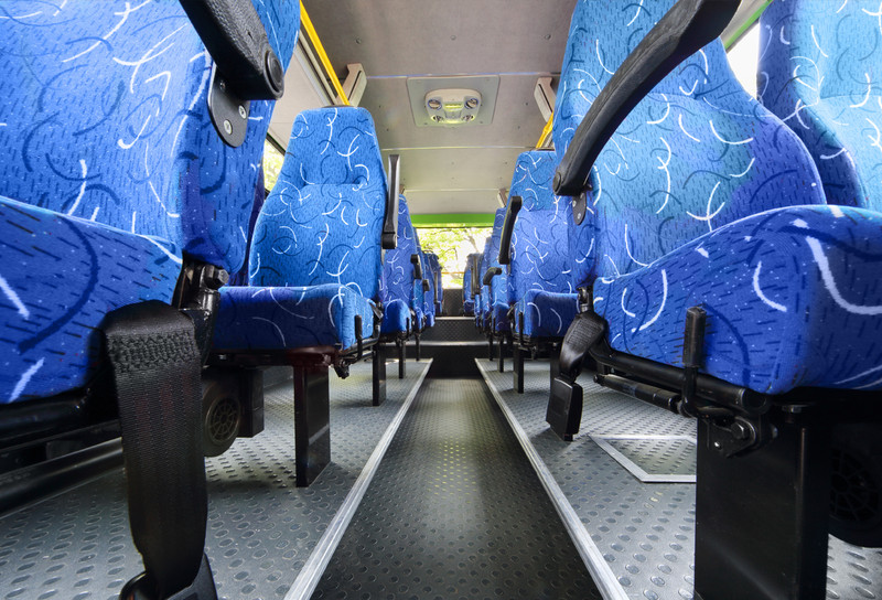 Blue seats on bus