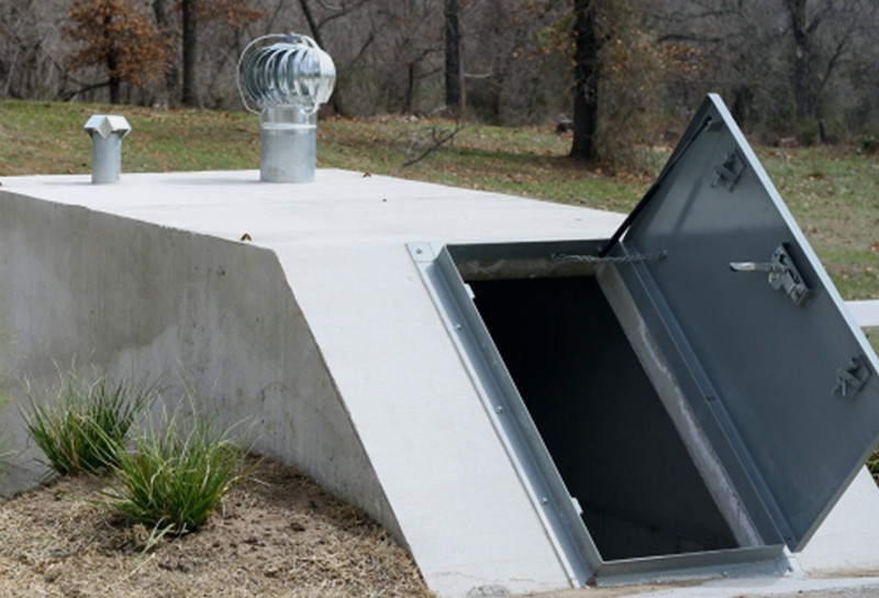 Underground storm shelter with door open