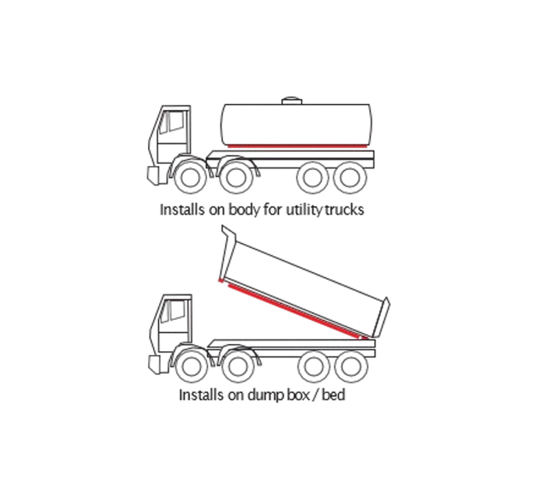 Graphic showing vibrasonic truckbar under truck bodies