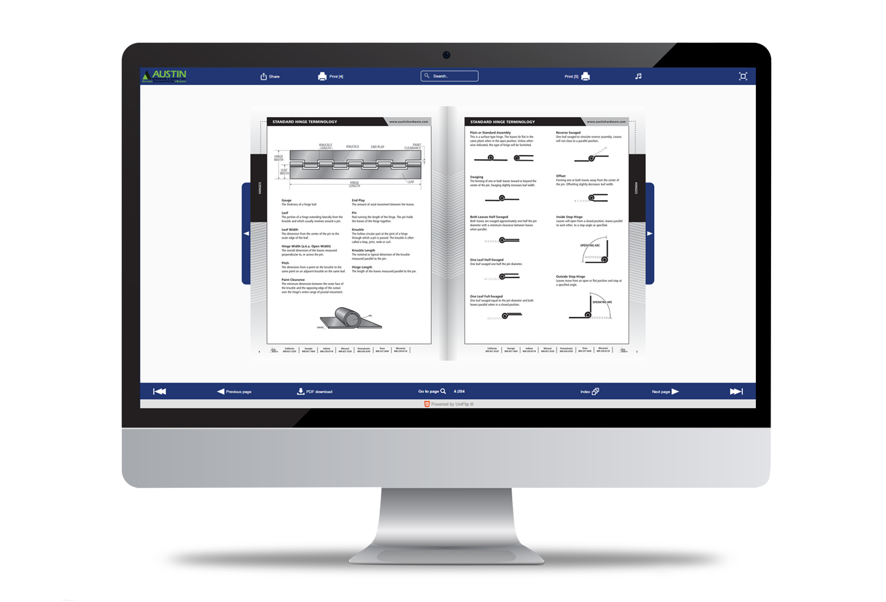 Computer screen with digital catalog