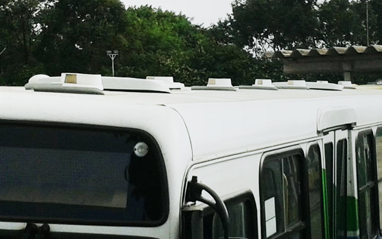 Flettner vents on roof of bus