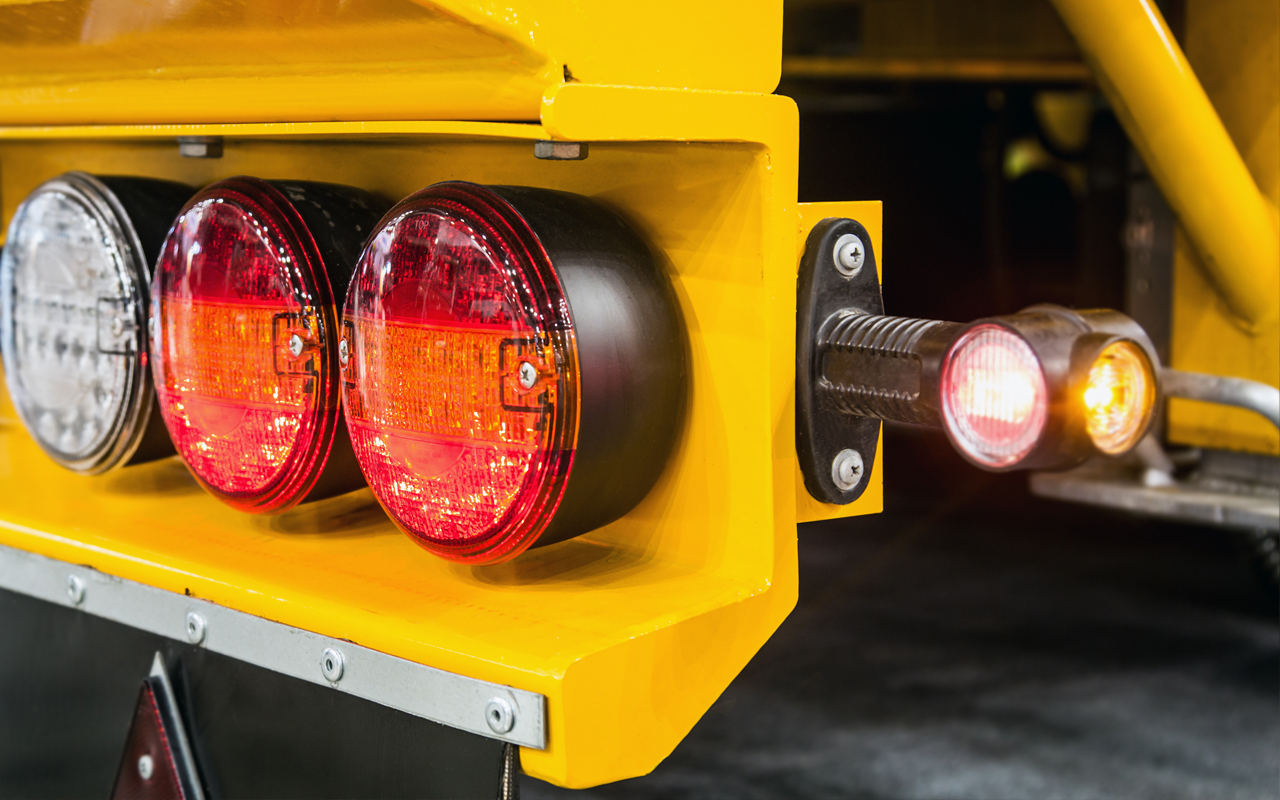 Lights on the back of a work truck