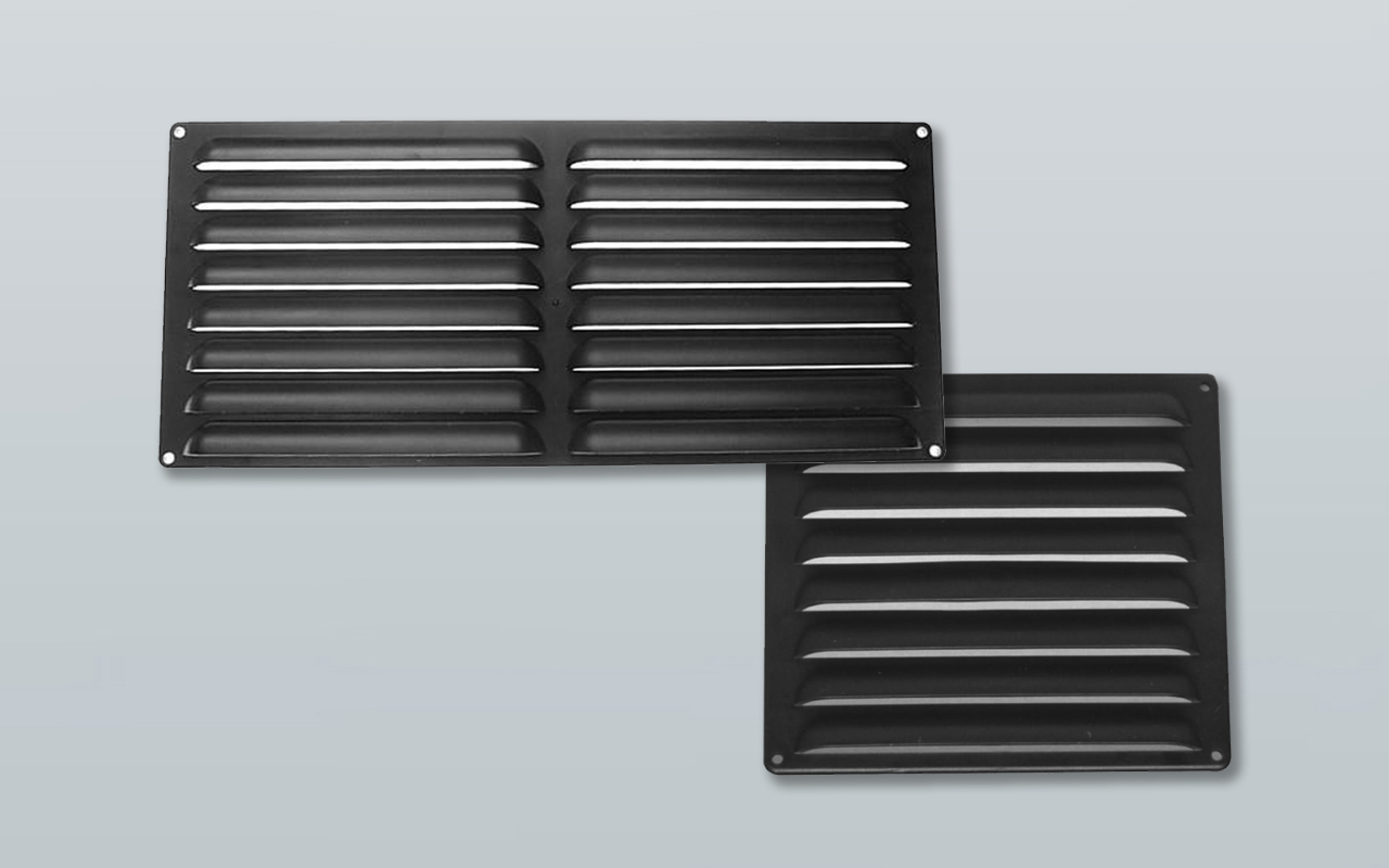 Black louvered vents