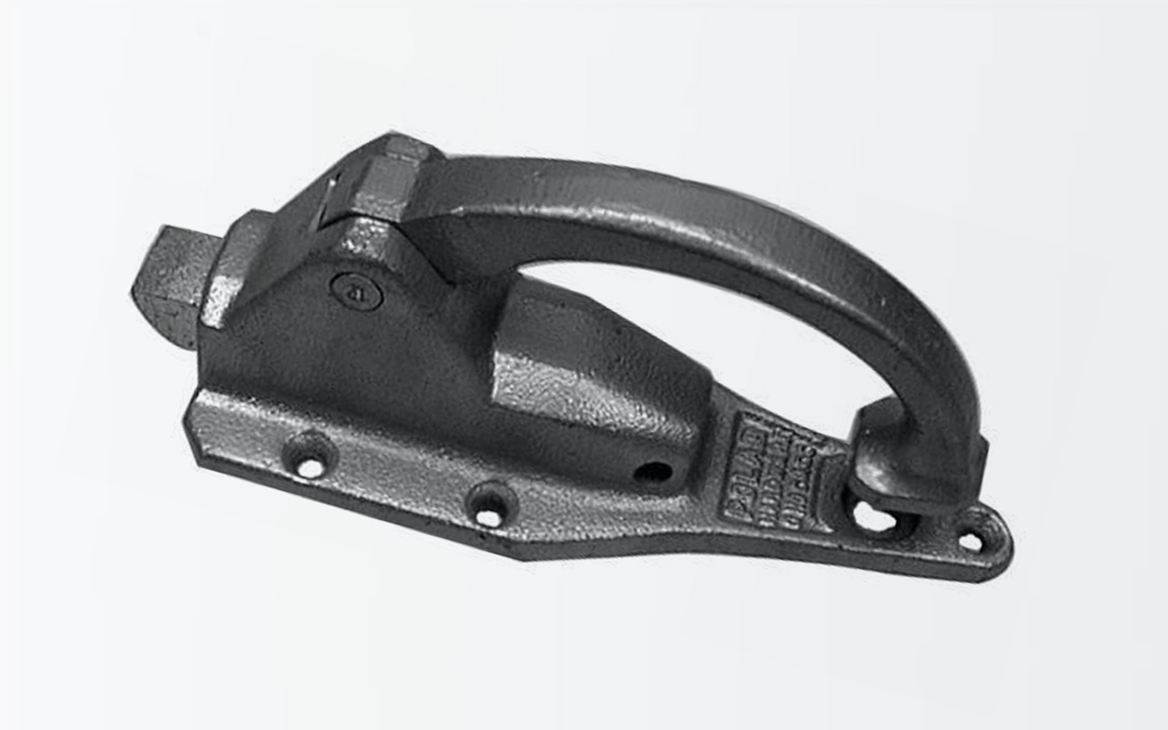 Refrigerator latch handle on white background