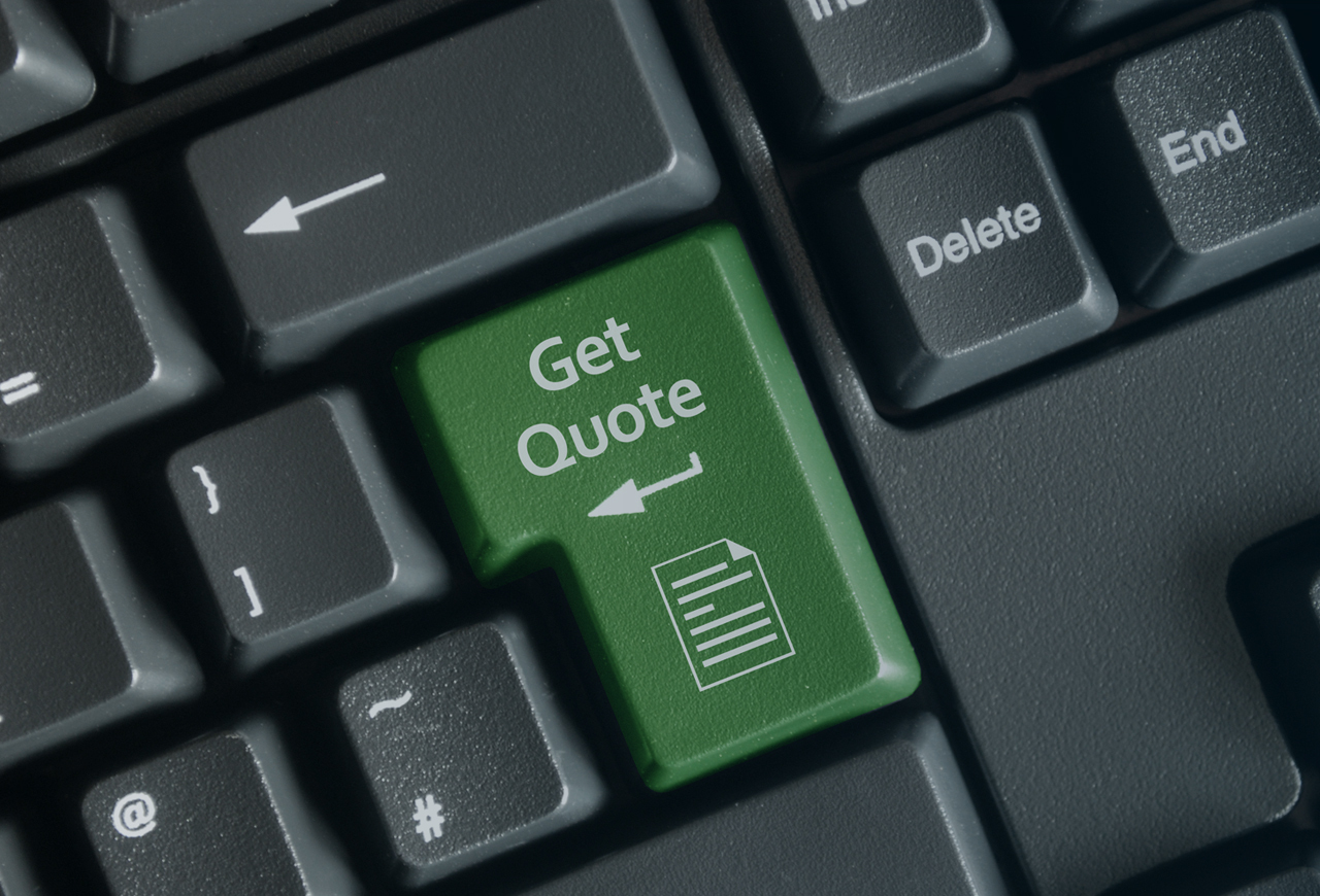 Keyboard with green Get Quote button