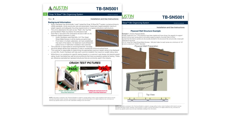 Image of TB-SNS001 - Installation and Use Instructions for Snap N Stow Bin Organizers
