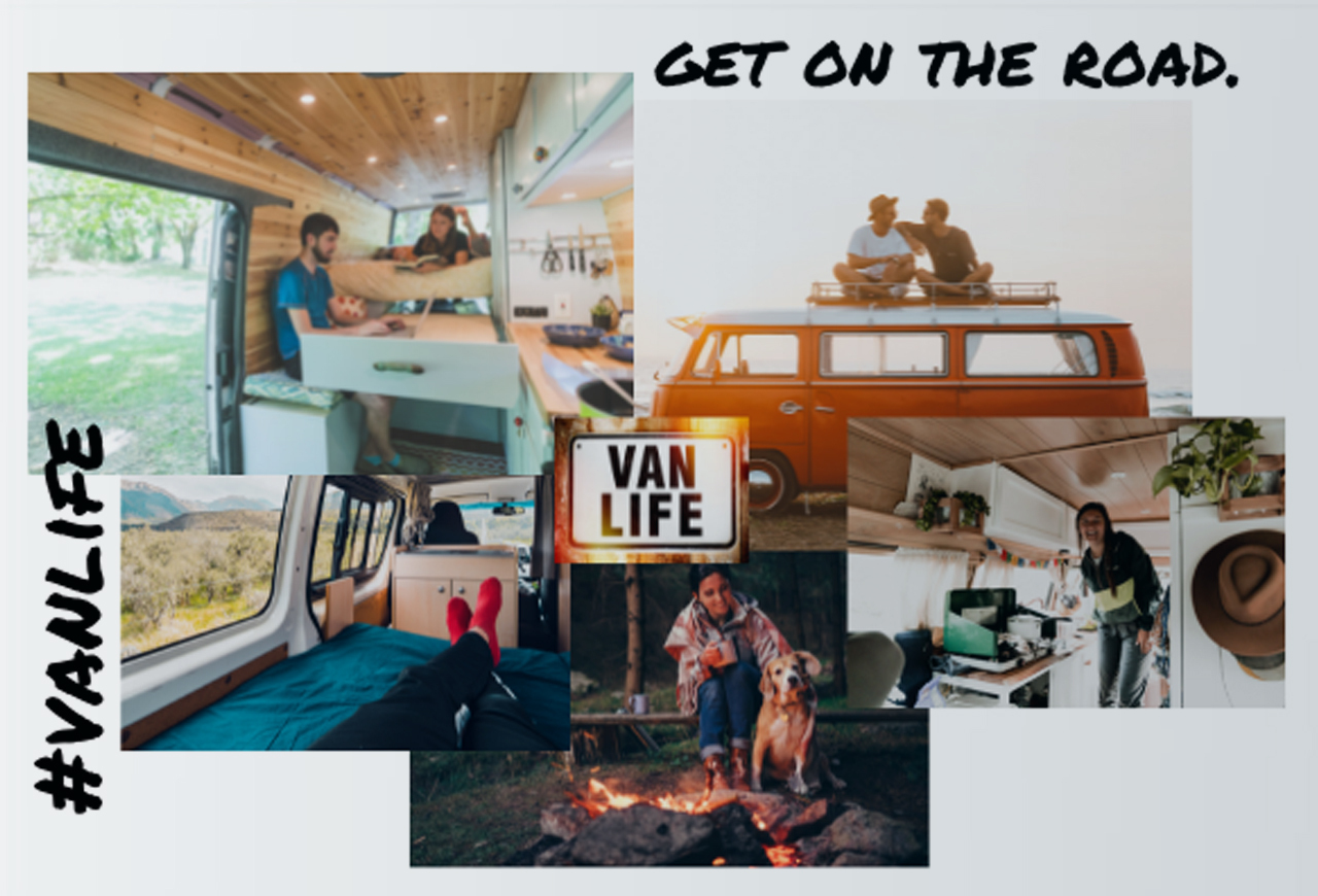 Collage of van life photos