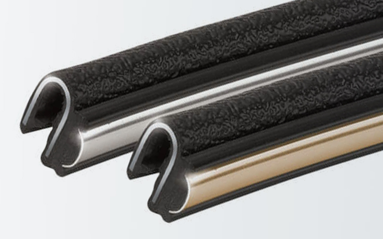 Close up of Trim-Lok Edge Trim with decorative metal