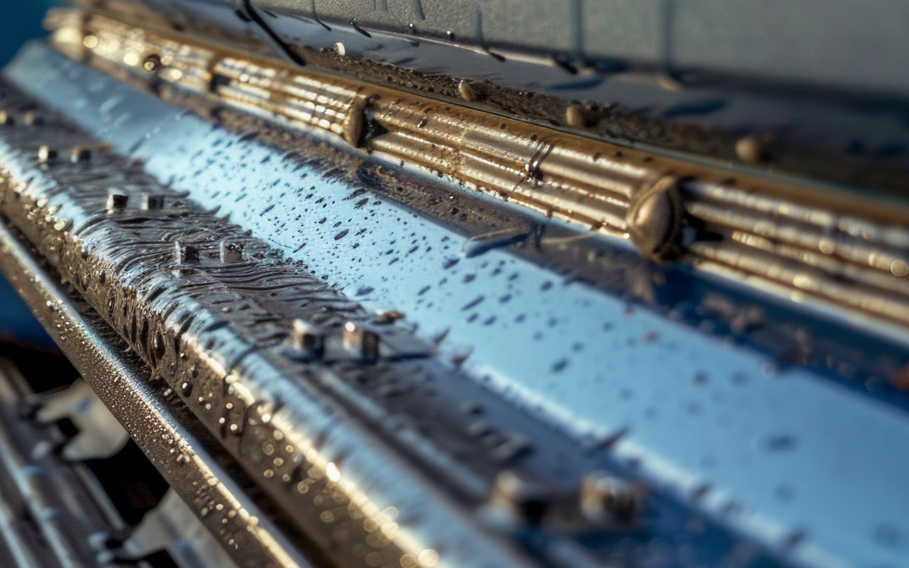 Close up of weatherstripping on cargo truck