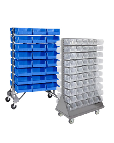 Mobile displays with blue and clear bins