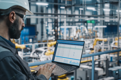 Computer with CAD drawing of door stopper and the Guaranteed Austin Engineered Solutions logo