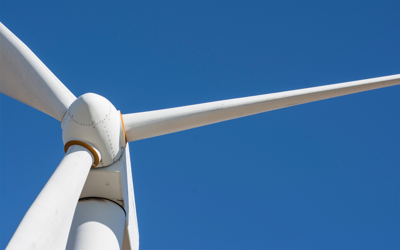 Close up of wind turbine where you can see rivets