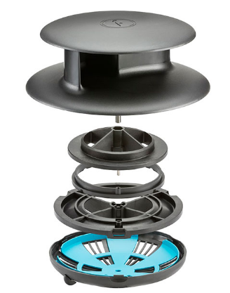 Flettner TCX-2 Van Wind Driven Roof Vent & Floor Vent Narrow Base BLACK Rotary