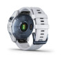 Garmin fenix 7 Sapphire Solar - Adventure smartwatch with Solar Charging Capabilities - Mineral Blue Titanium with Whitestone Band