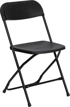 Black Folding Poly Chairs with Metal Frame Rental Starting At: