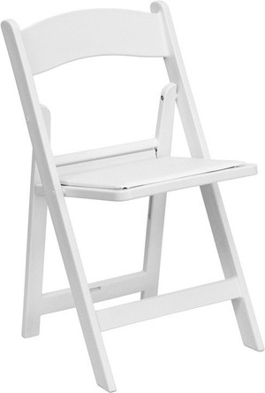 White Folding Resin Chairs with Pad Rental Starting At: