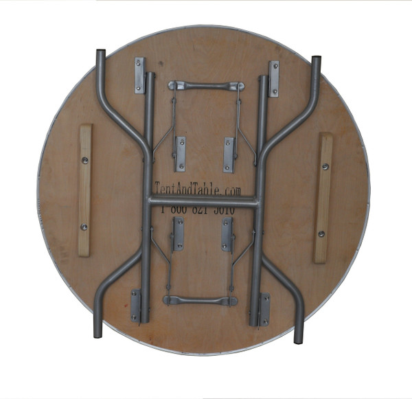 36" Round Wooden Table Folded Bottom View
