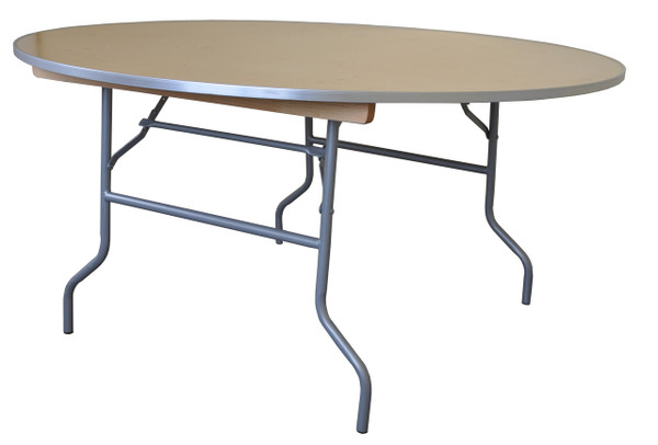 60" Round Wooden Table Straight View