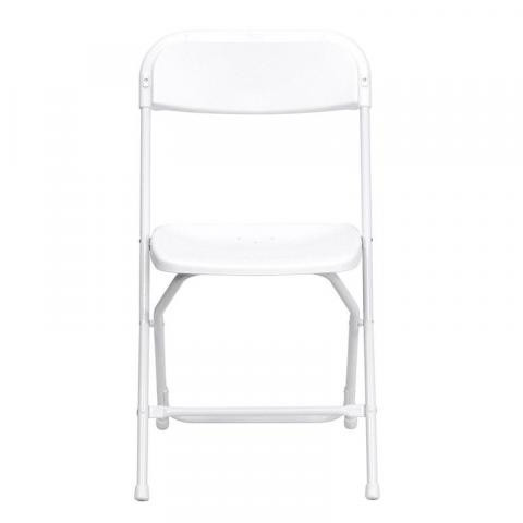 White Folding Poly Chairs with Metal Frame Rental Starting At: