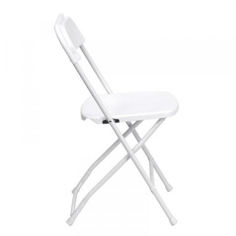 White Folding Poly Chairs with Metal Frame Rental Starting At:
