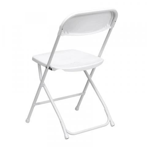 White Folding Poly Chairs with Metal Frame Rental Starting At: