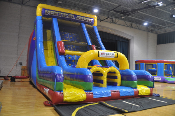 22' Vertical Rush Rock Climb Slide Obstacle Course Left Angle