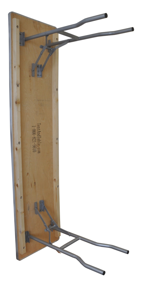 8' x 18" Rectangular Wooden Seminar Table Bottom Legs Extended Side Angle