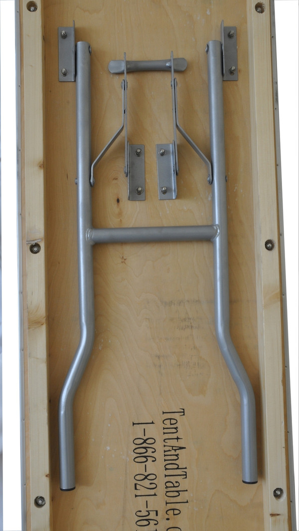 6' x 18" Rectangular Wooden Seminar Table Bottom Leg Closeup
